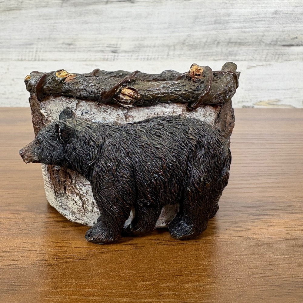 Serene Cabin Black Bear Resin Votive Tea Light Candle Holder